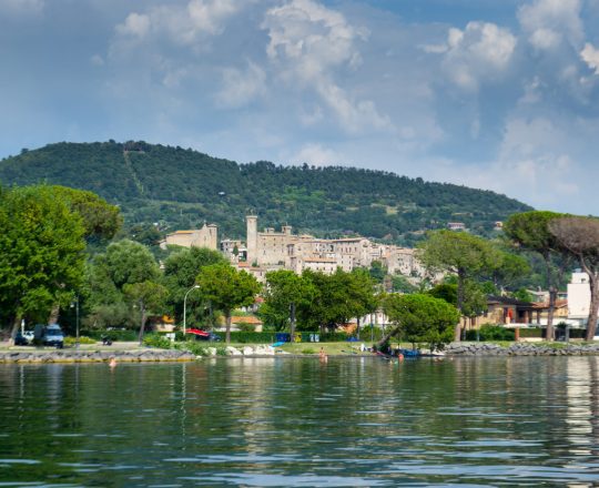 Veduta di Bolsena dal lago di Bolsena. Viterbo. Lazio.